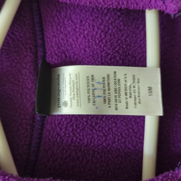Patagonia  Baby Purple Vest Size 18 Months Full Zip Fleece - Picture 5 of 8